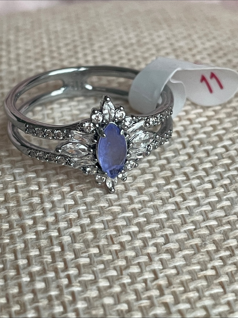 Hematite Style Ring w/ Marquise Lavender Fluorite Fused with Quartz MSRP 118.00